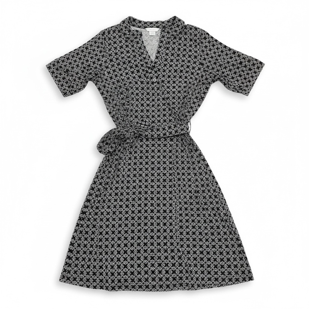 Jaclyn Smith Vintage 90s Black and White Geometric Midi Dress